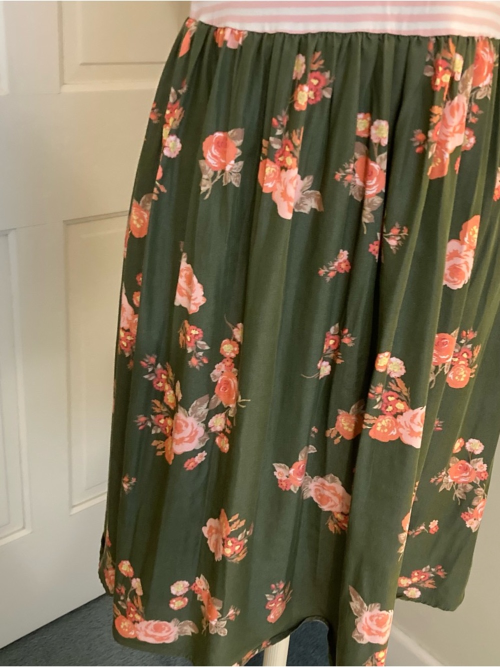 Matilda Jane Pink Striped Top with Olive Floral Midi Dress - Picture 3 of 11